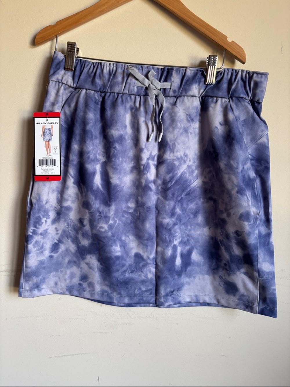 Blue Hilary Radley Tie-Dye Athletic Skirt with Elastic Waist
